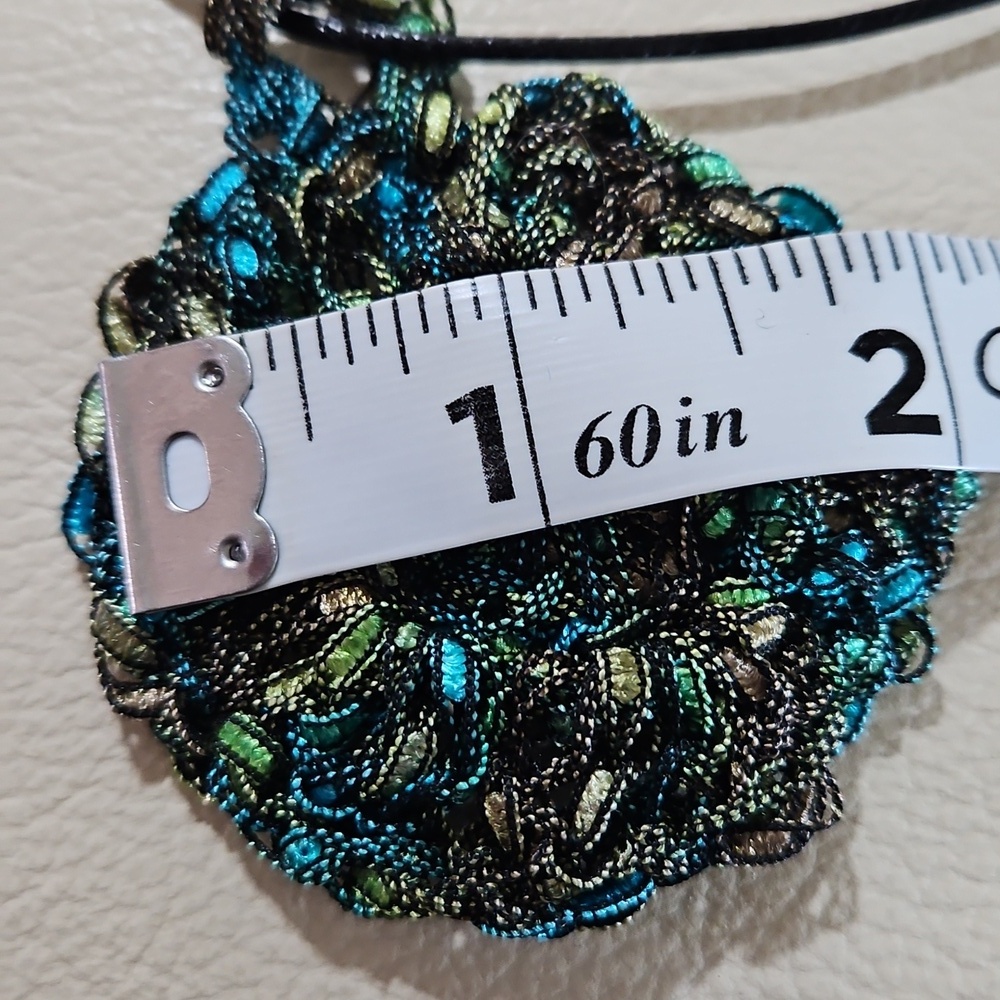 Hand Crafted Crochet Jewerly Set Earring and Necklace 3-pc Set 100% polyster - Picture 14 of 17